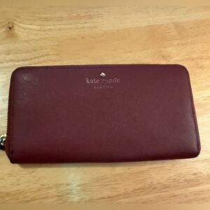 kate spade Saffiano Zip-Around Wallet in Deep Wine
